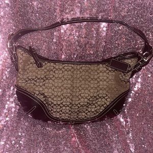 COACH small brown mini signature satchel bag. Tags are real. This is authentic.